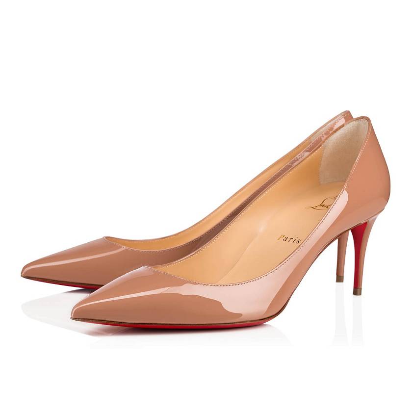 Women's Christian Louboutin Kate 70mm Patent Leather Pumps - Nude [1247-853]